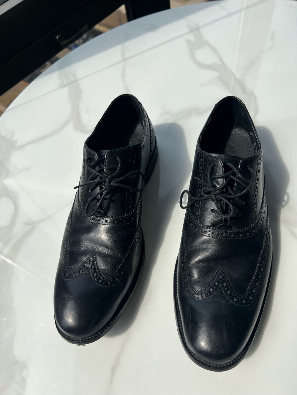 Cole Haan Black Leather Wingtip Oxfords